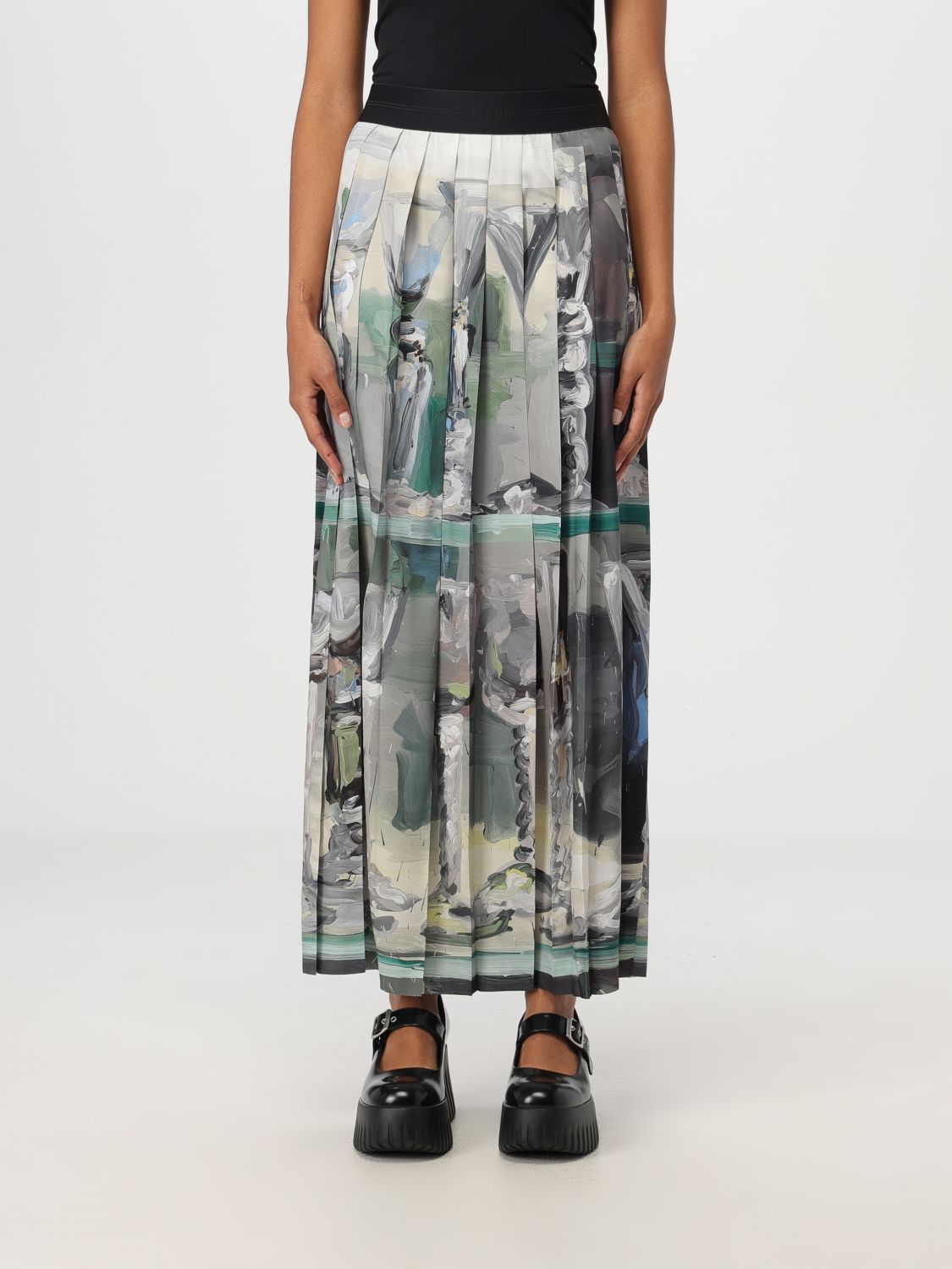 Pleated maxi skirt - Grey