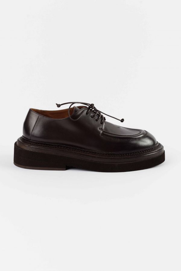 Moc-toe Full-Grain Leather Derby Flat — Brown