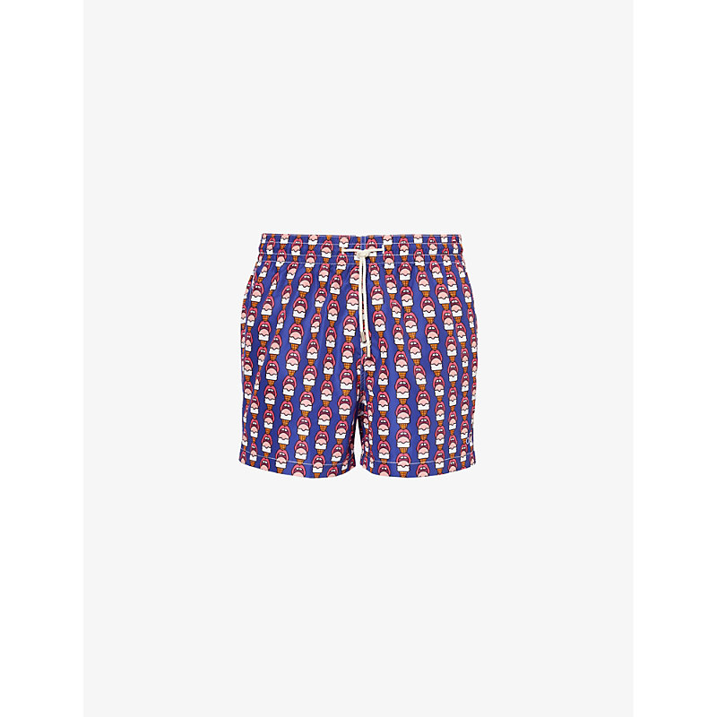 Mens Navy Lick Me Craig Printed Swim Shorts S