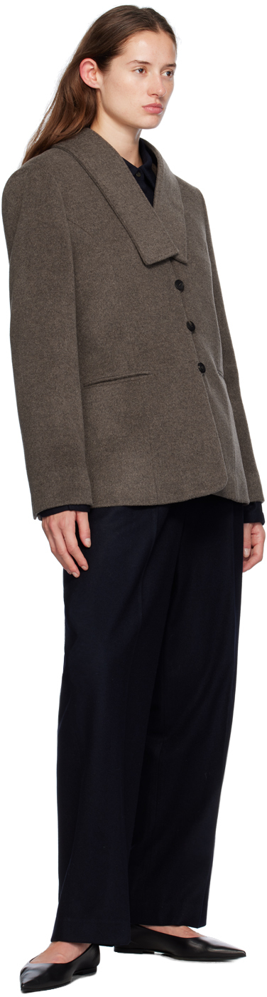 LE17SEPTEMBRE Brown Muffler Collar Blazer