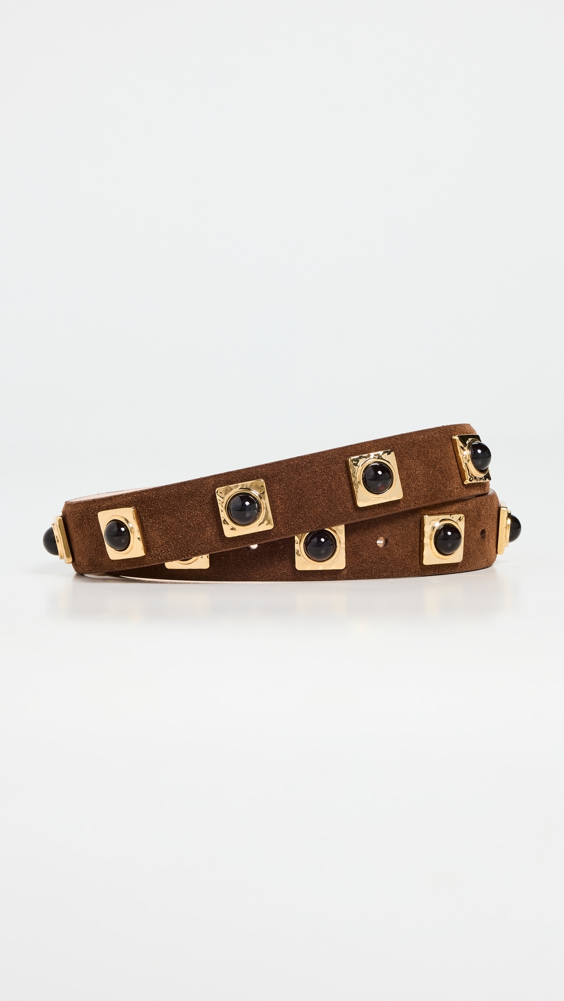 No. 2 Chocolate Suede Studded Belt Chocolate L