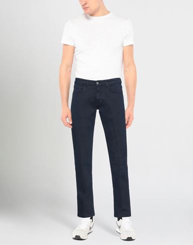 Man Pants Slate blue Size 28 Cotton, Elastane