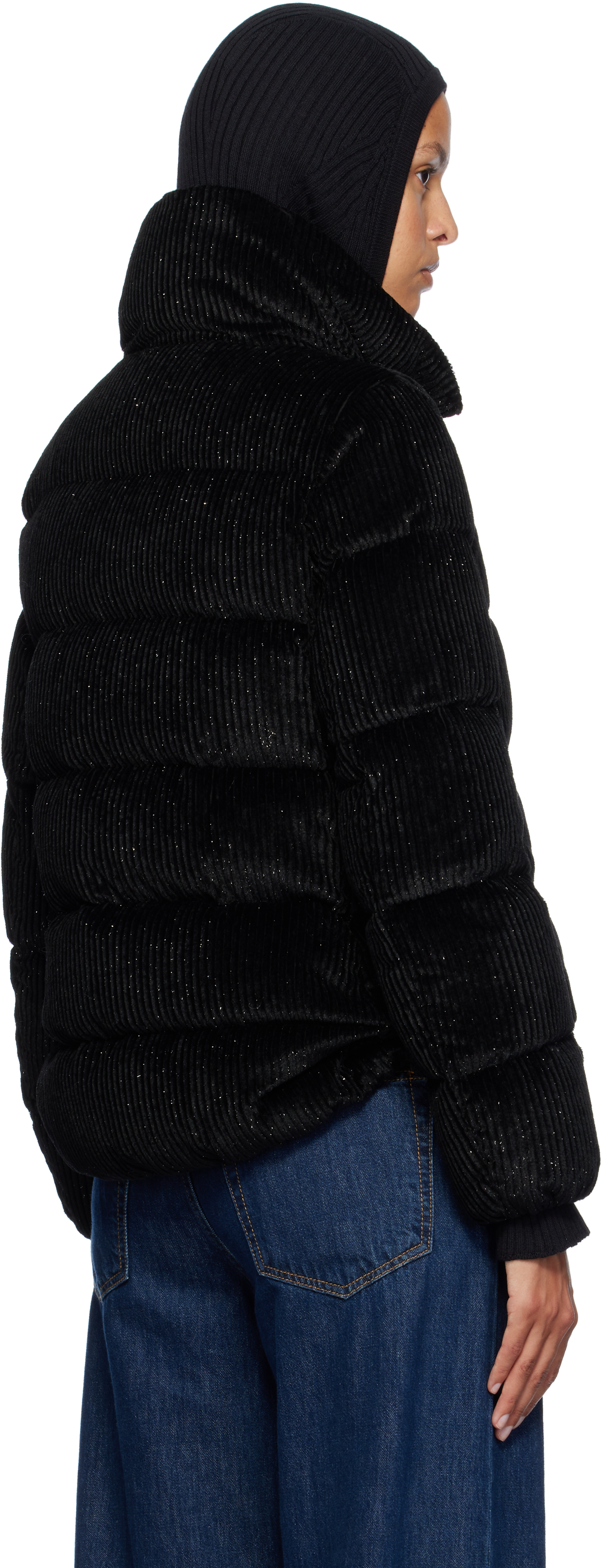 Moncler Black Cochevisse Corduroy Short Down Jacket