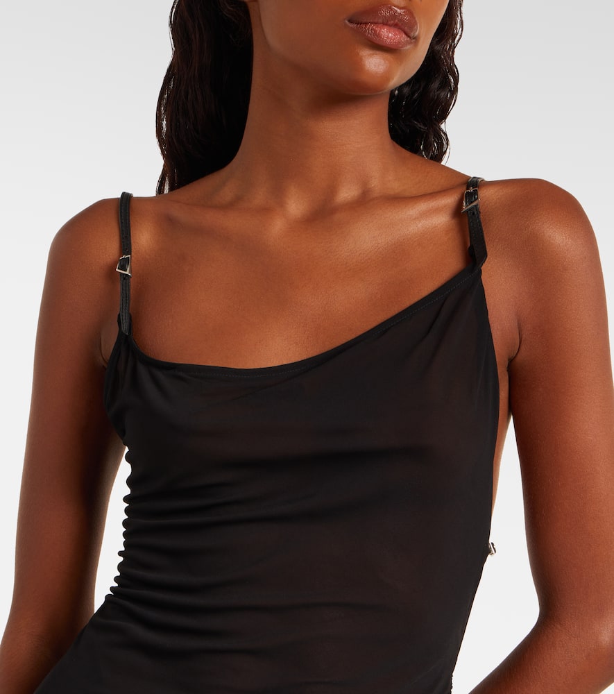 Asymmetrical sheer maxi dress