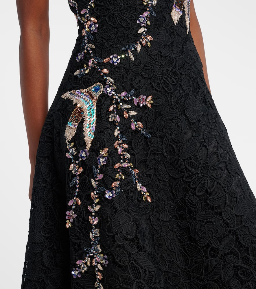 Embroidered lace midi dress