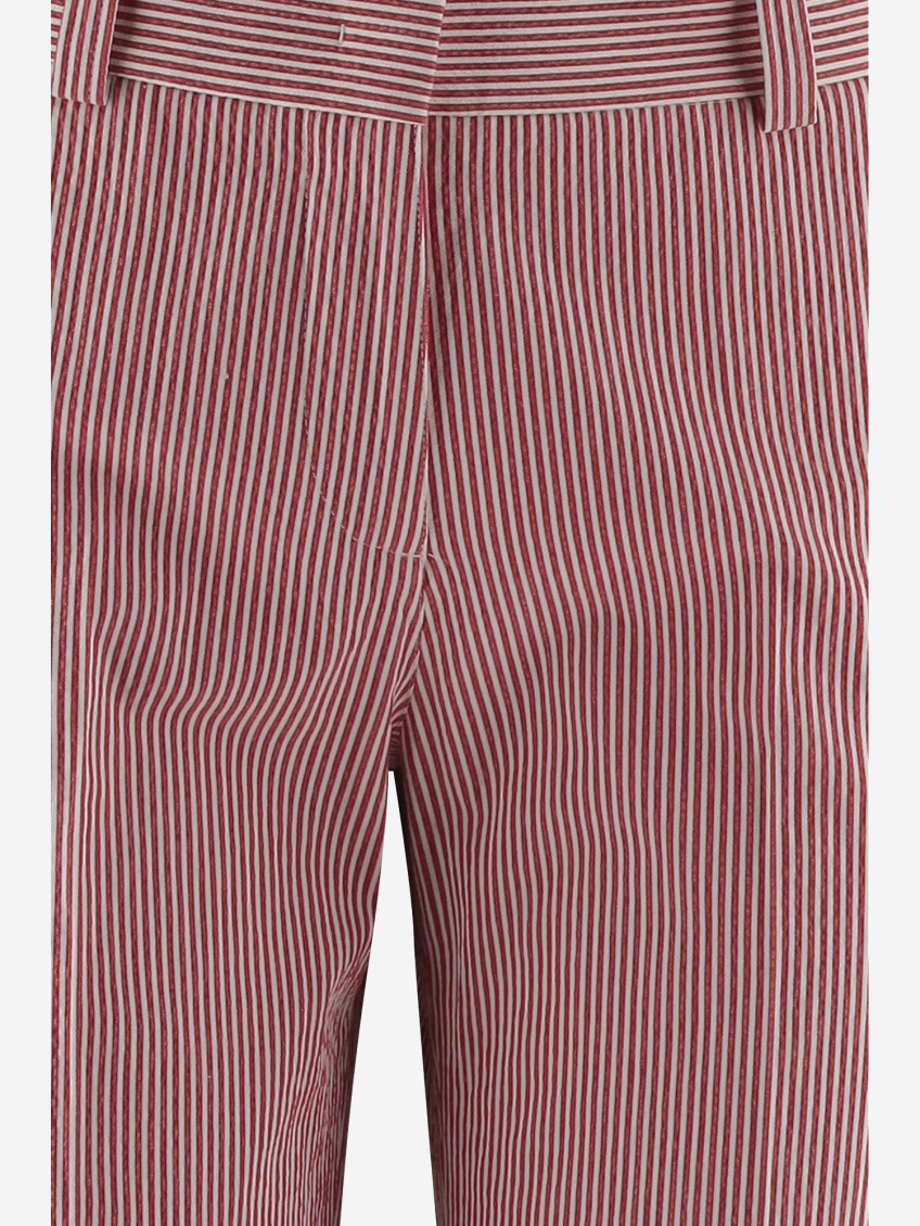 Cotton Blend Pants With Striped Pattern