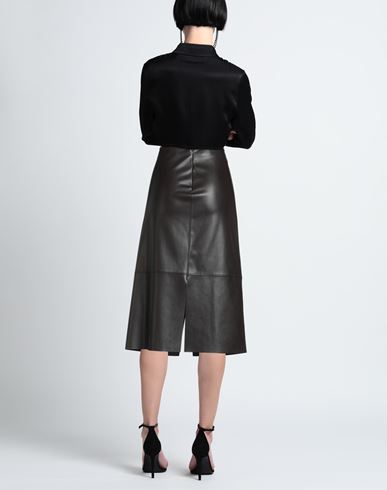 Woman Midi skirt Dark brown Size 8 Polyester, Polyurethane