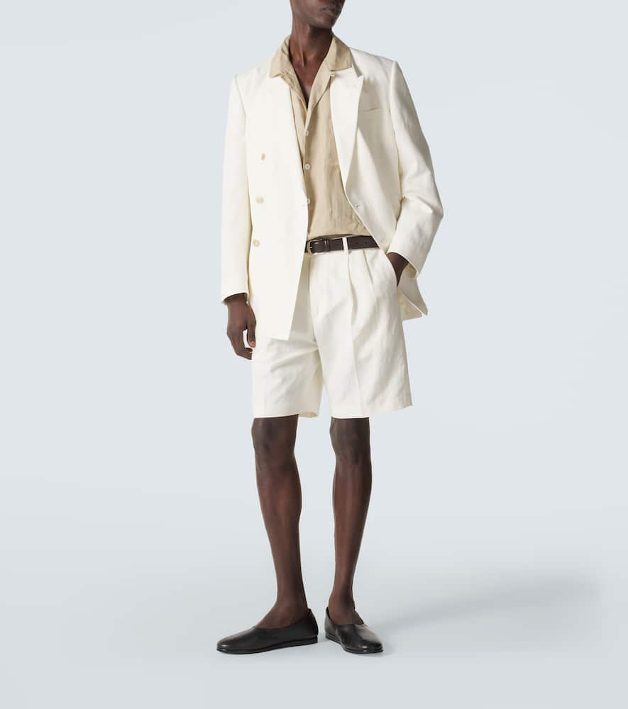Double-breasted wool, cotton, and linen blazer