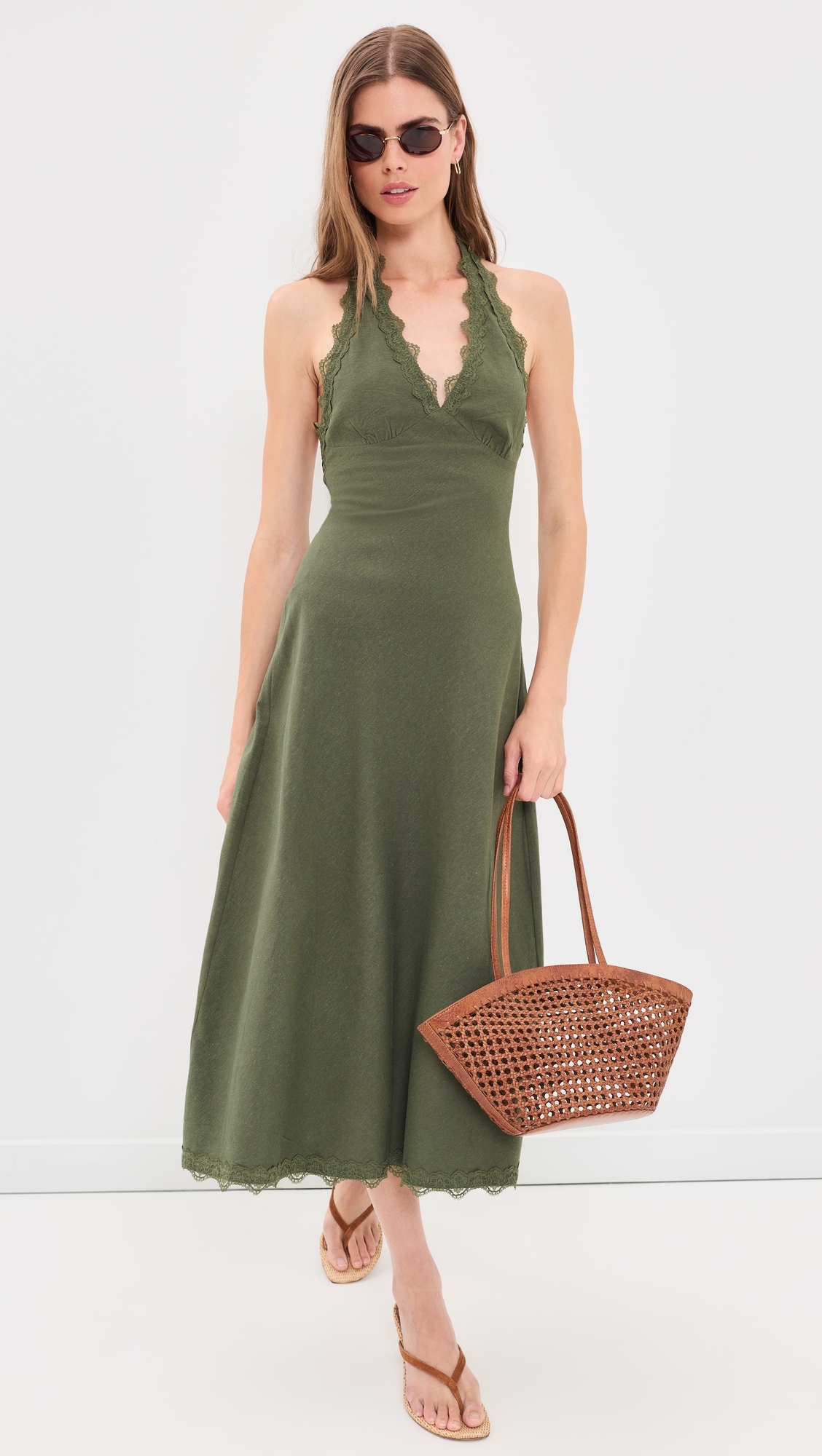 Stars Align Midi Dress Khaki