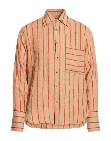 Man Shirt Camel Size S Linen, Polyester