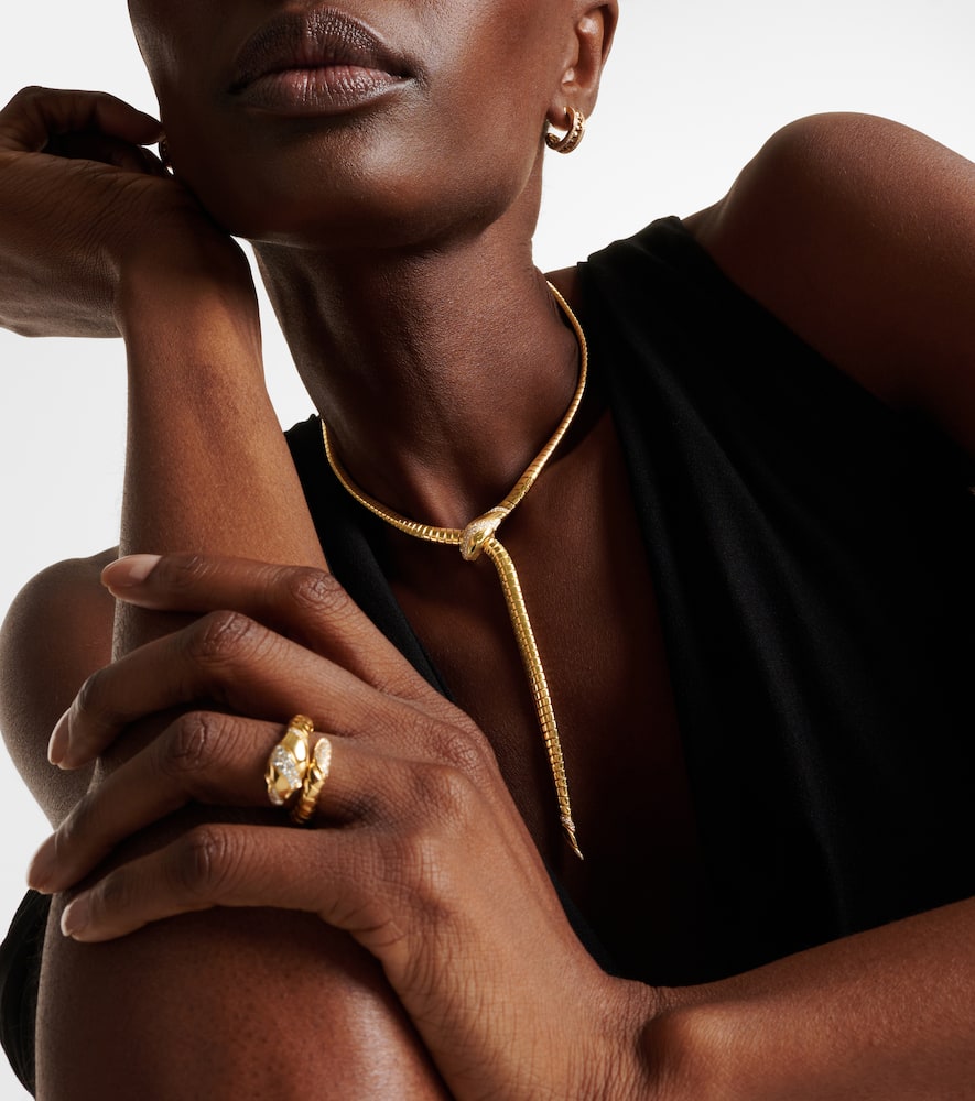 Bvlgari Serpenti Tubogas 18kt gold necklace with diamonds and onyx