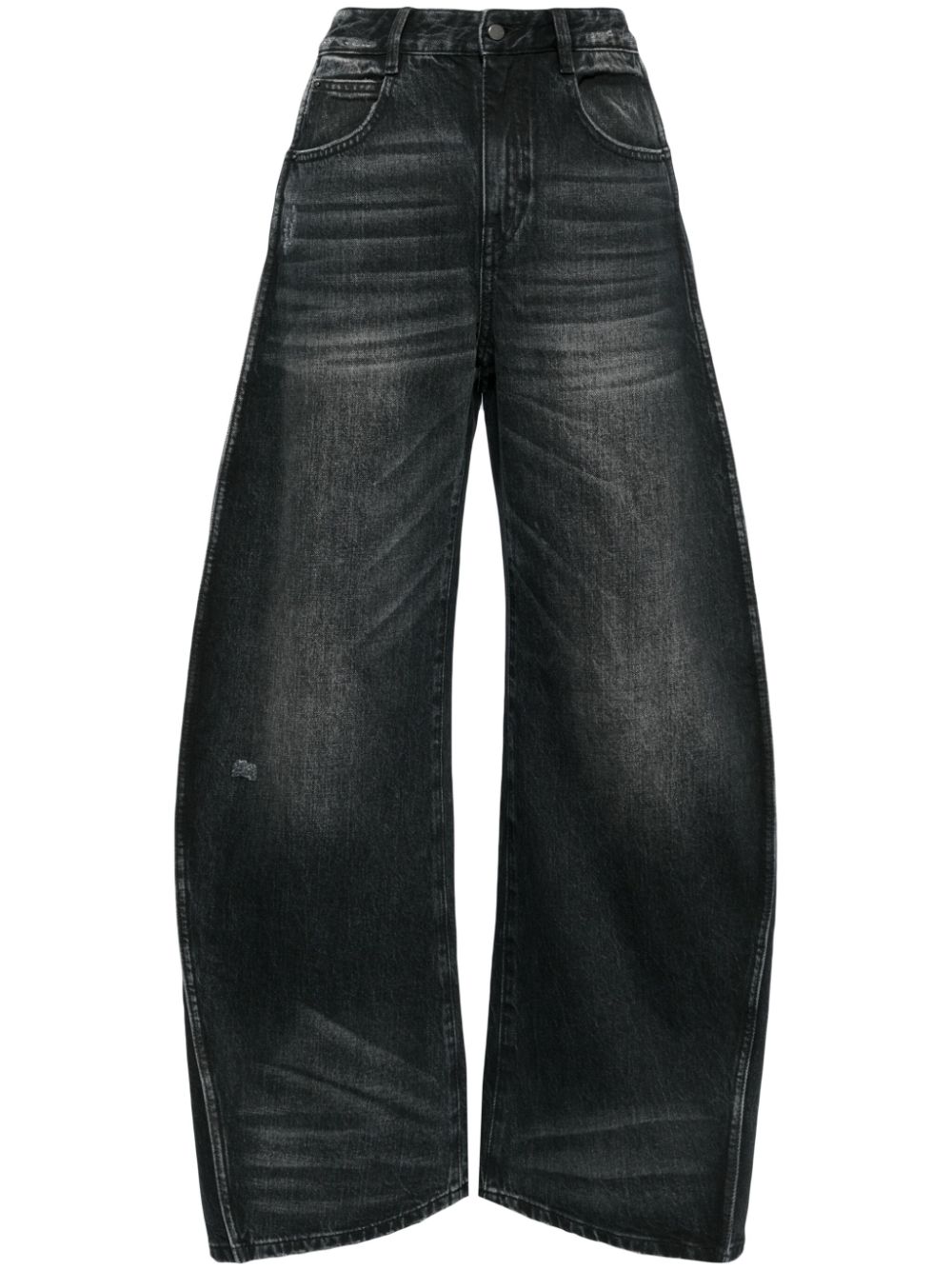 Side-stripe wide-leg jeans - Black