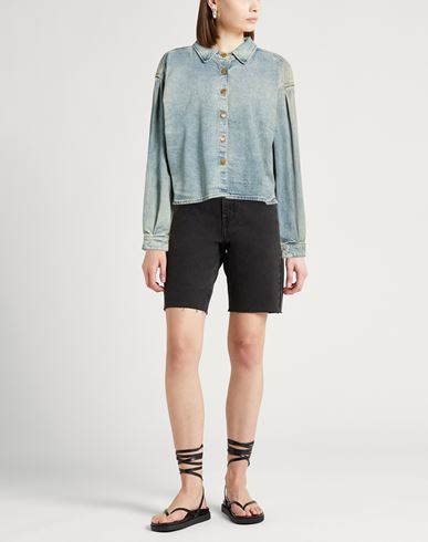Woman Denim shirt Blue Size L Cotton