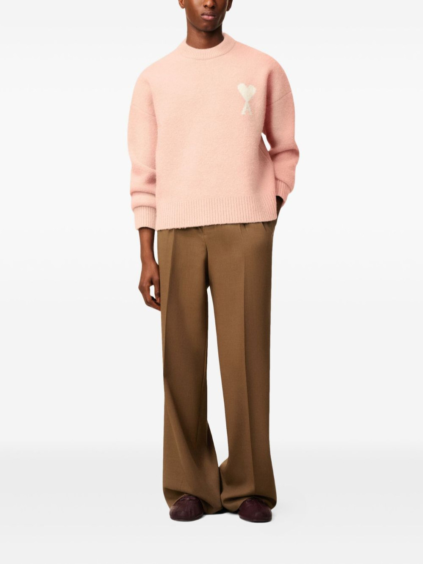 Pink Wool Sweater With Logo