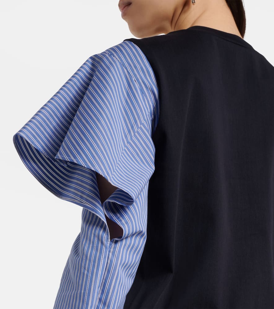 Striped cotton jersey and poplin shirt