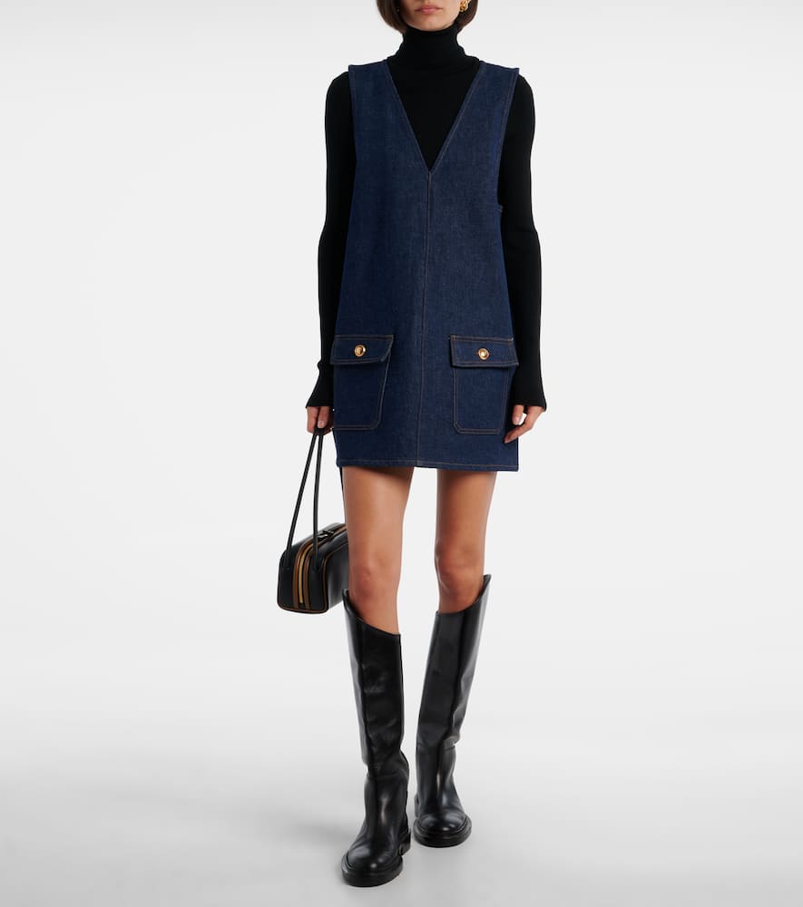 Pinafore cotton denim minidress