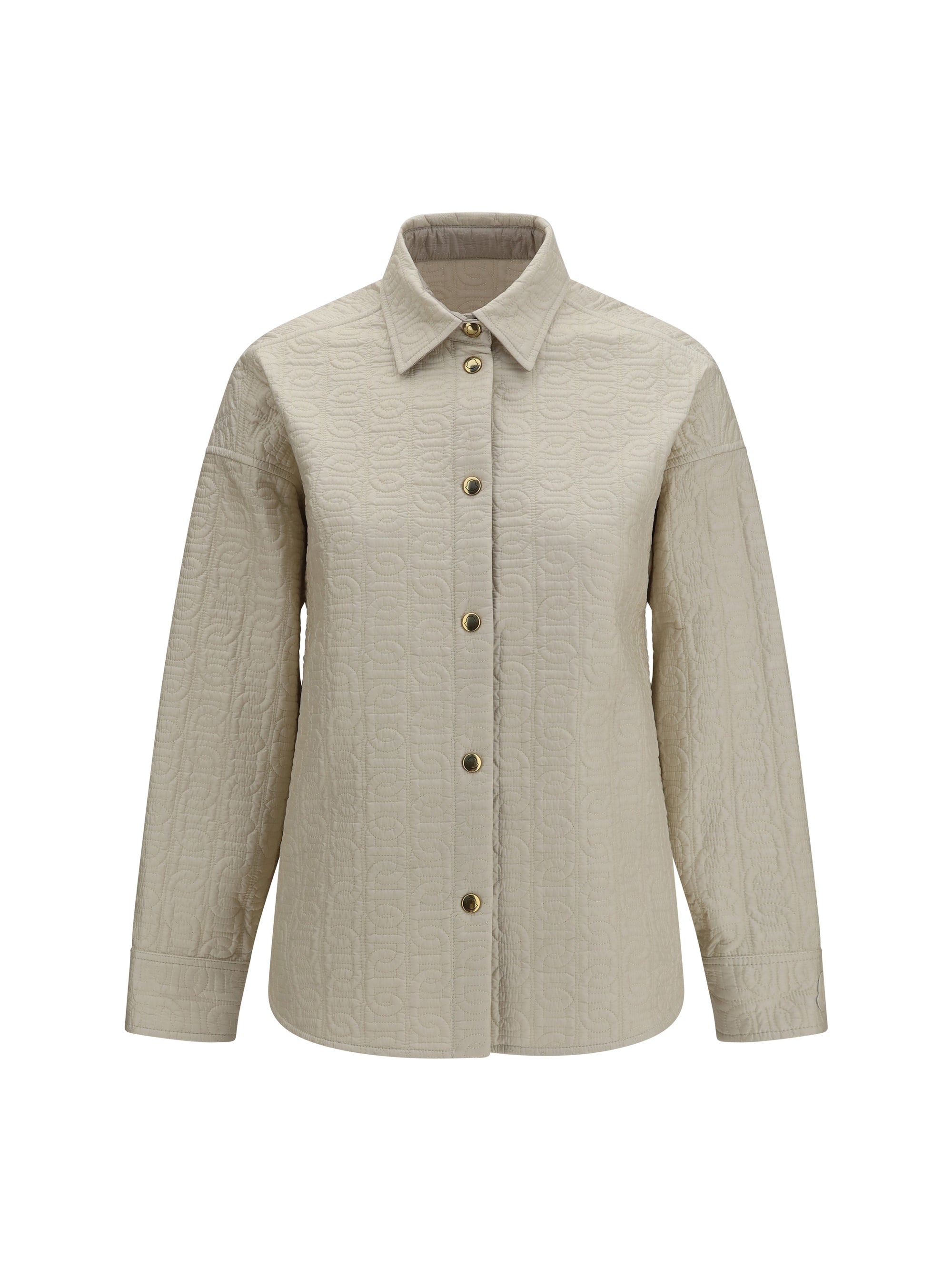Quilted Chain Motif Padded Jacket — Brown