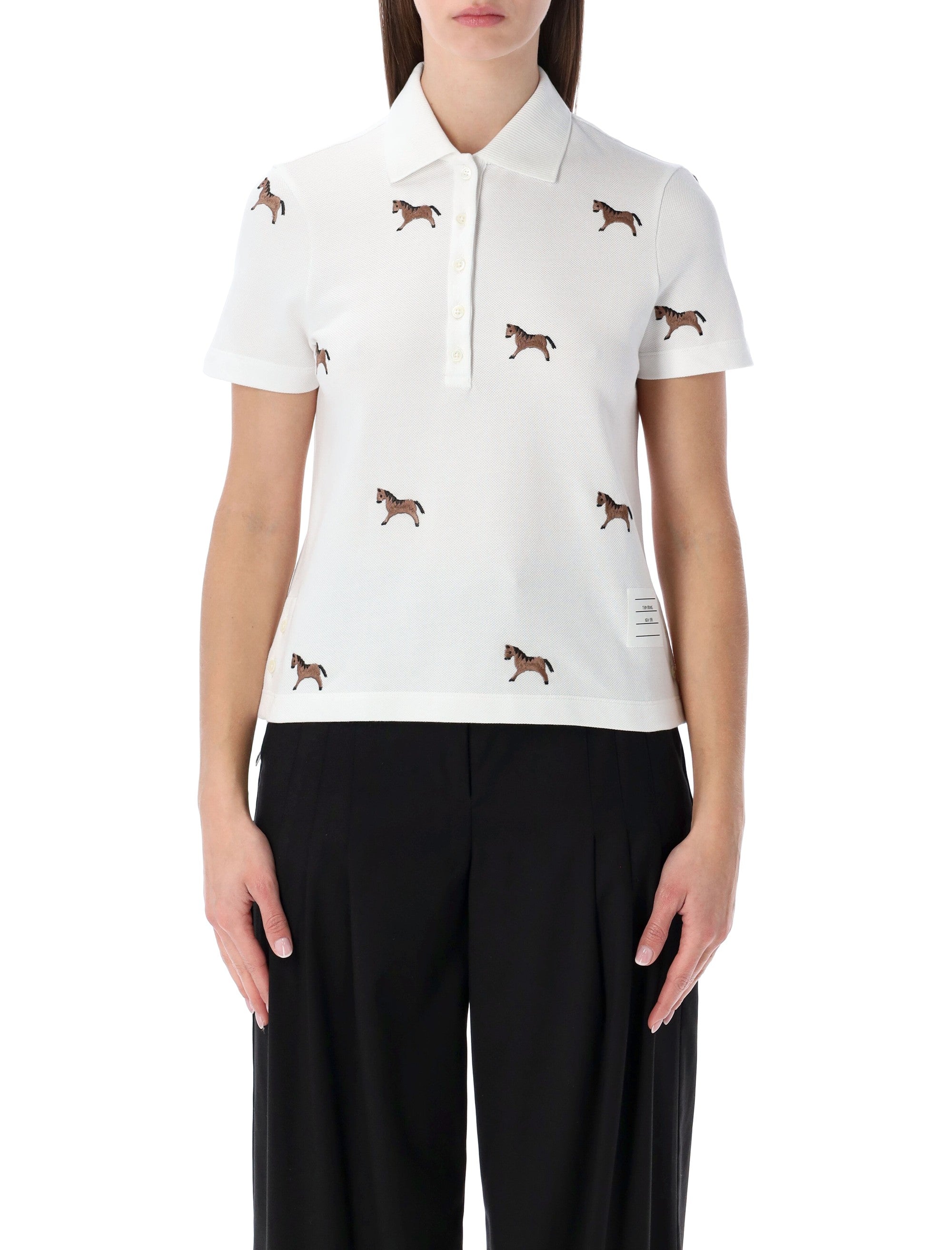 Horse-embroidered Short Sleeve Polo Shirt