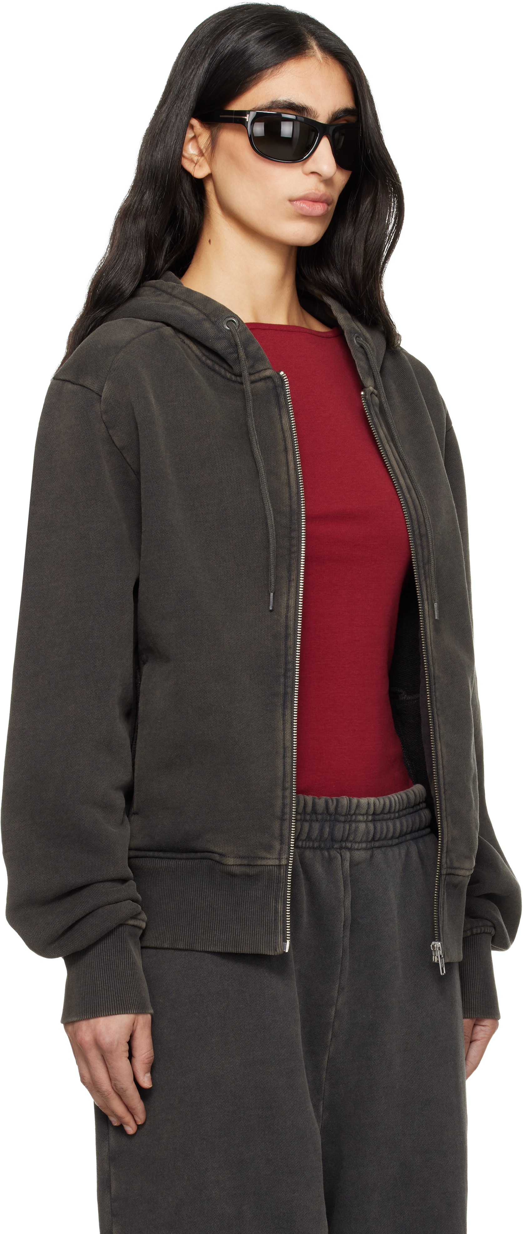 Black Slim Zip Up Hoodie