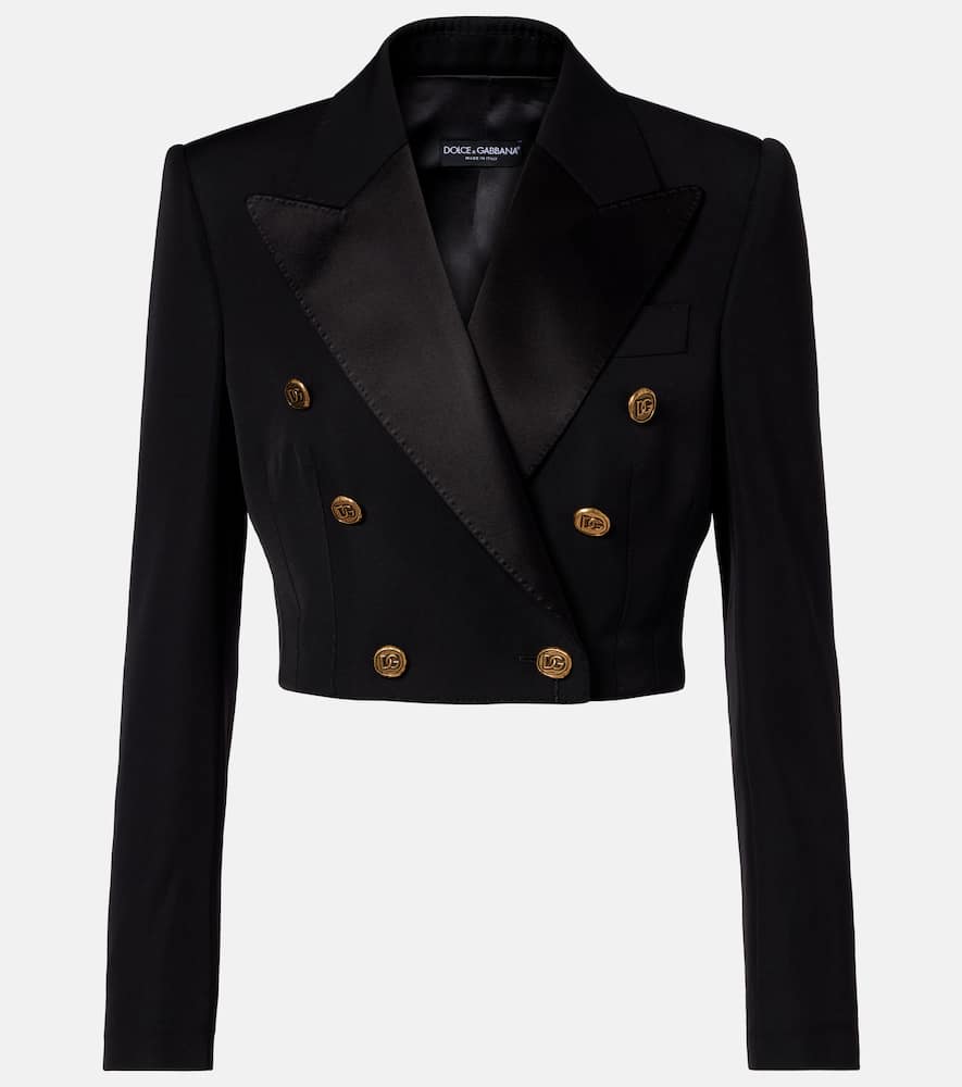 Cropped wool and silk-blend jacket