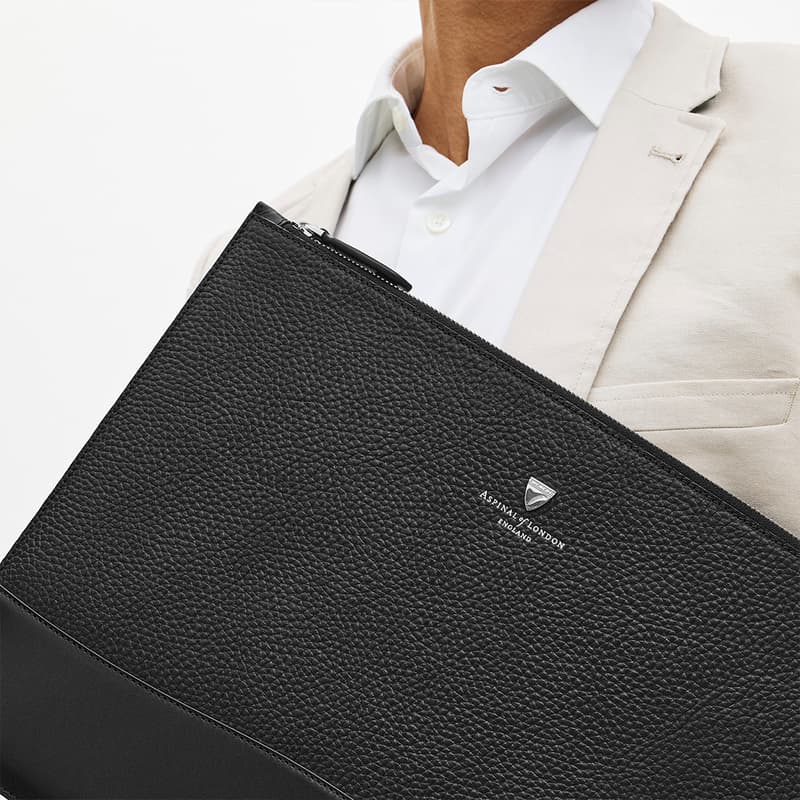 City Leather Folio Case in Black Pebble