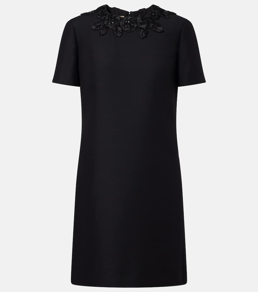 Embellished wool and silk minidress