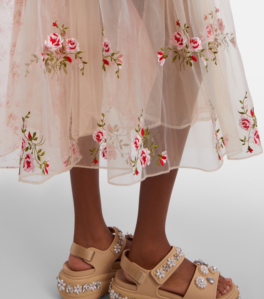 Patchwork sheer organza midi dress