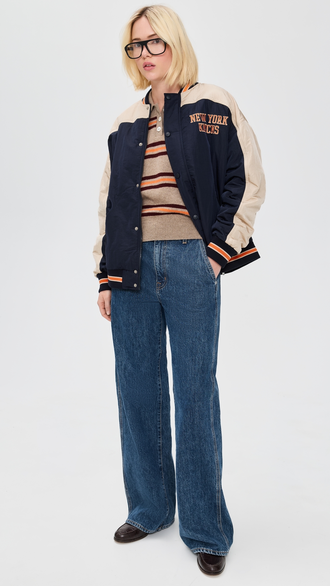 Double Yoke Bomber Jacket Knicks/Navy