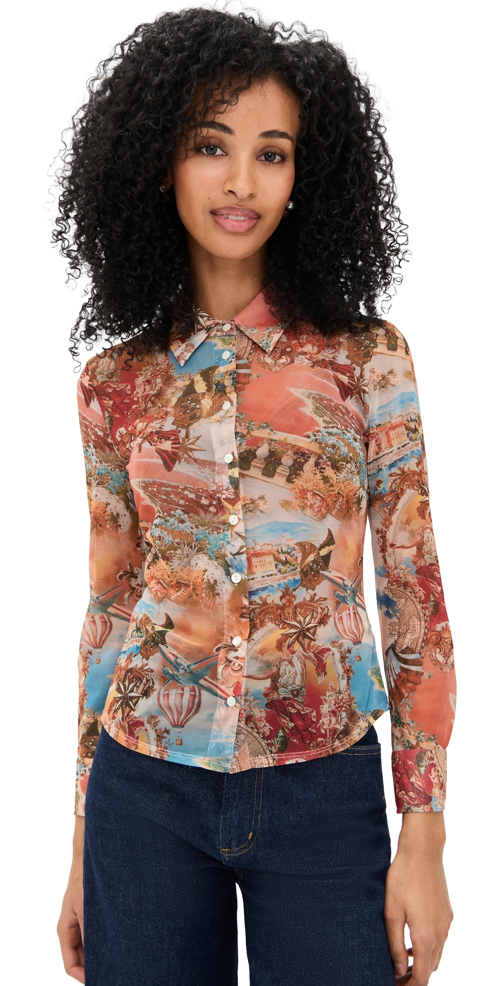 Indiana Fitted Blouse Multi Collage