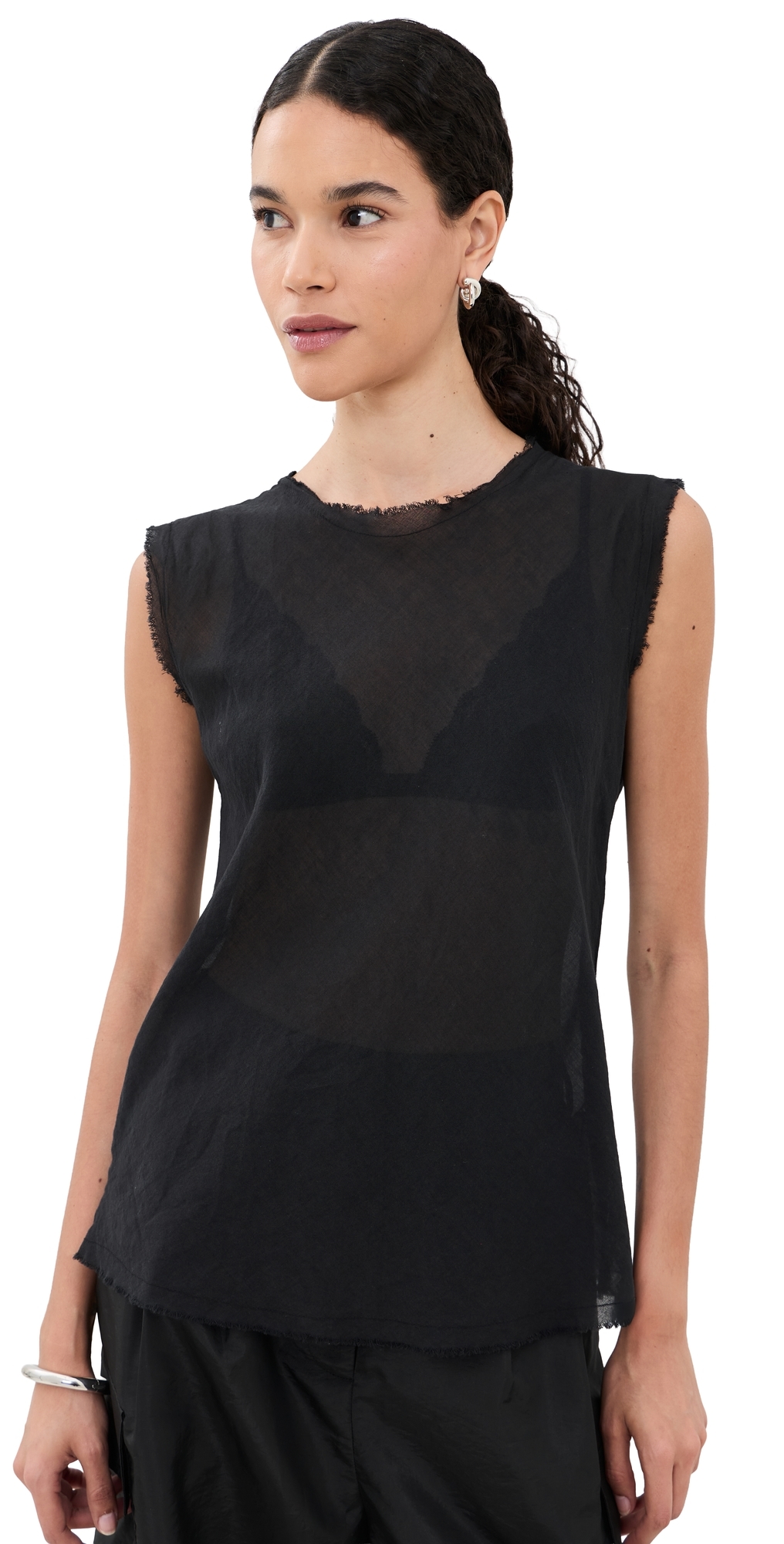 Iris Gauze Tank Black
