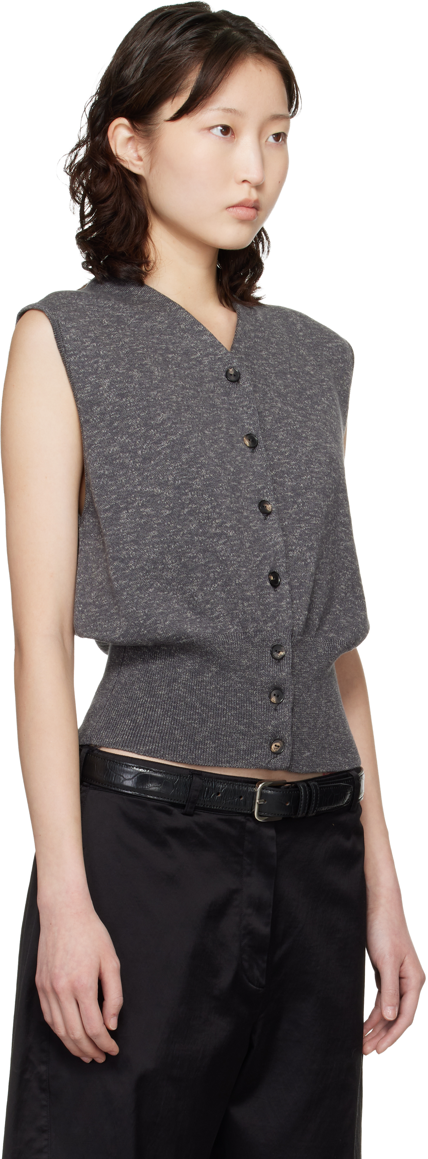 Gray Flecked Cotton Waistcoat