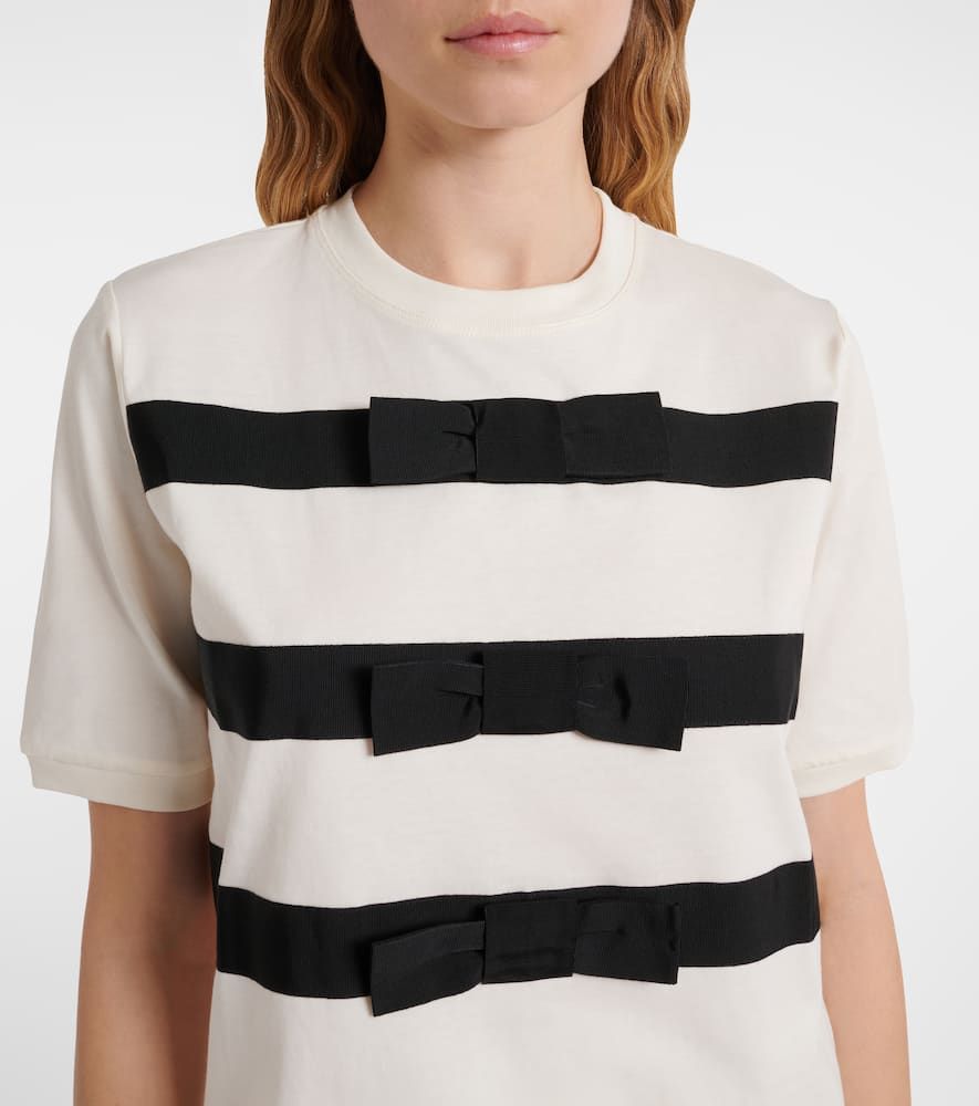 Bow-detail cotton jersey T-shirt