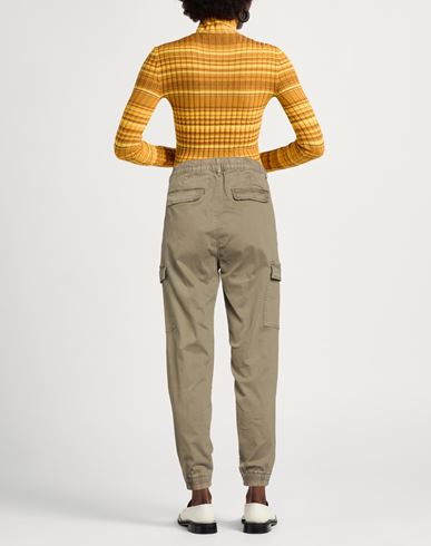 Natural Feeling Woman Pants Military green Size S Cotton, Elastane
