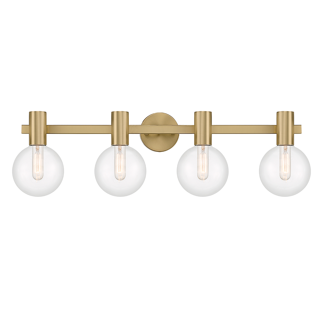 Warm Brass Four Light Bathroom Vanity from the Wright Collection