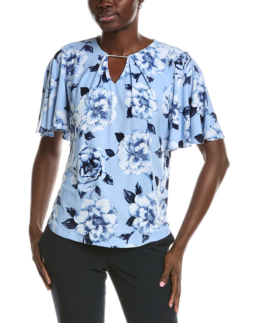 Pleat Neck Printed Top