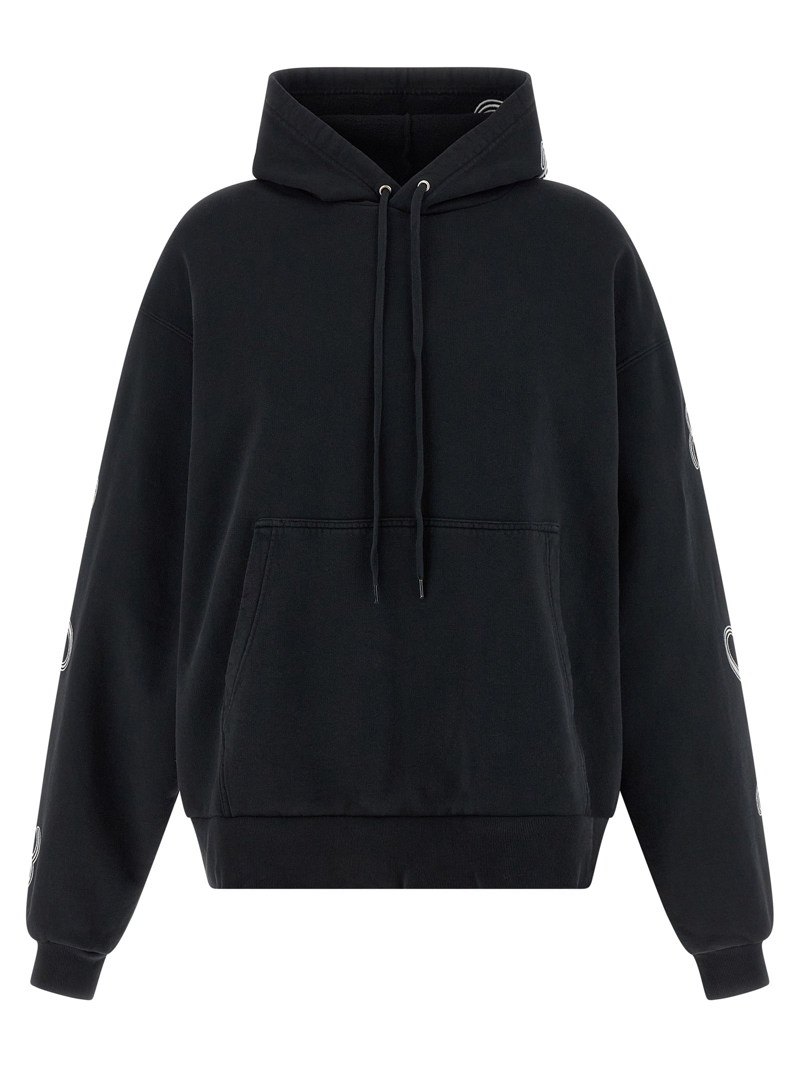 Embroidered Cotton Hoodie — Black