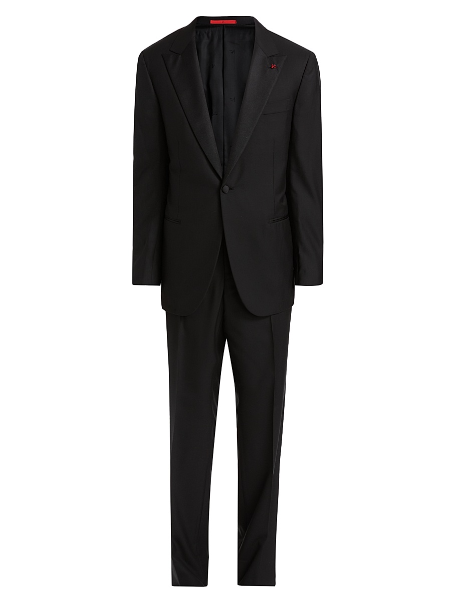 Men's Peak-Lapel Wool Tuxedo - Black