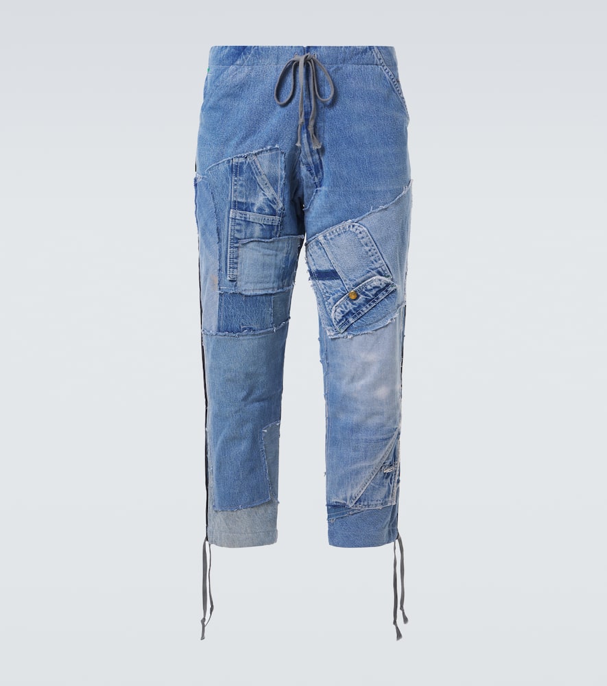 Patchwork straight jeans