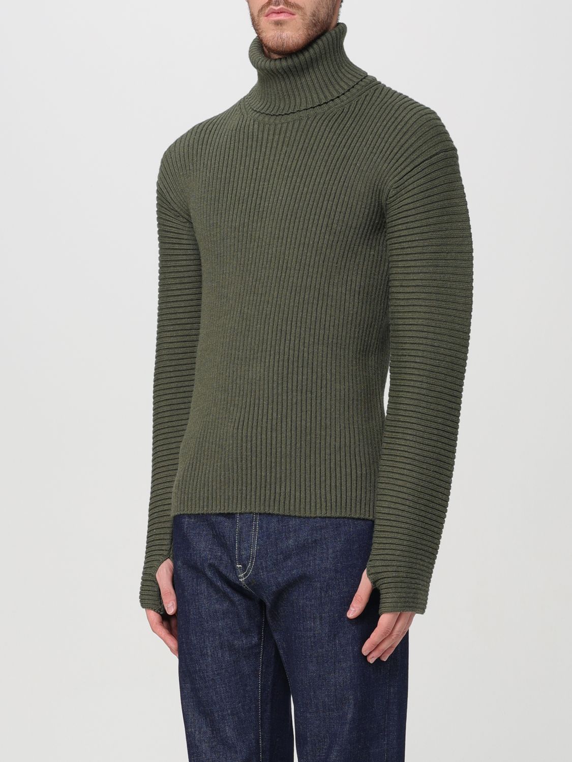 Roll-neck ribbed-knit jumper - Green