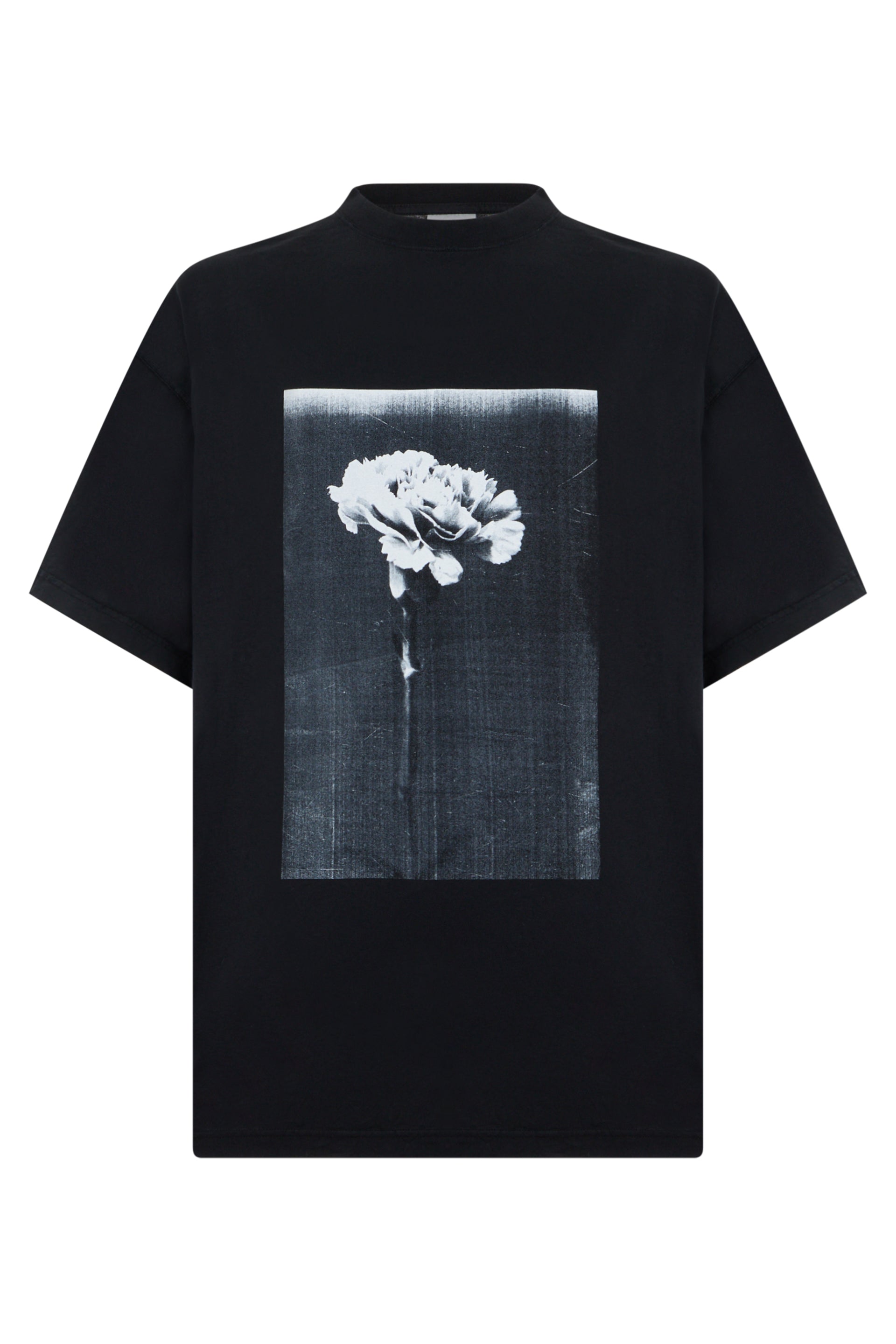 Monochrome Floral Graphic T-Shirt — Black
