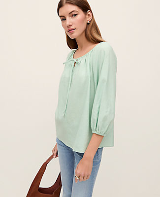 Ann Taylor Weekend Linen Blend Blouse