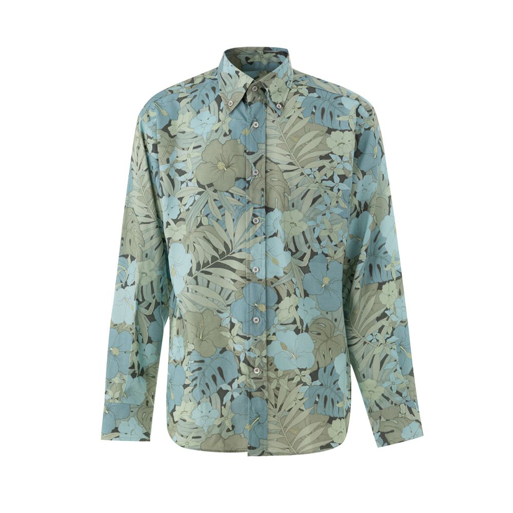 Floral Print Lyocell Shirt — Blue