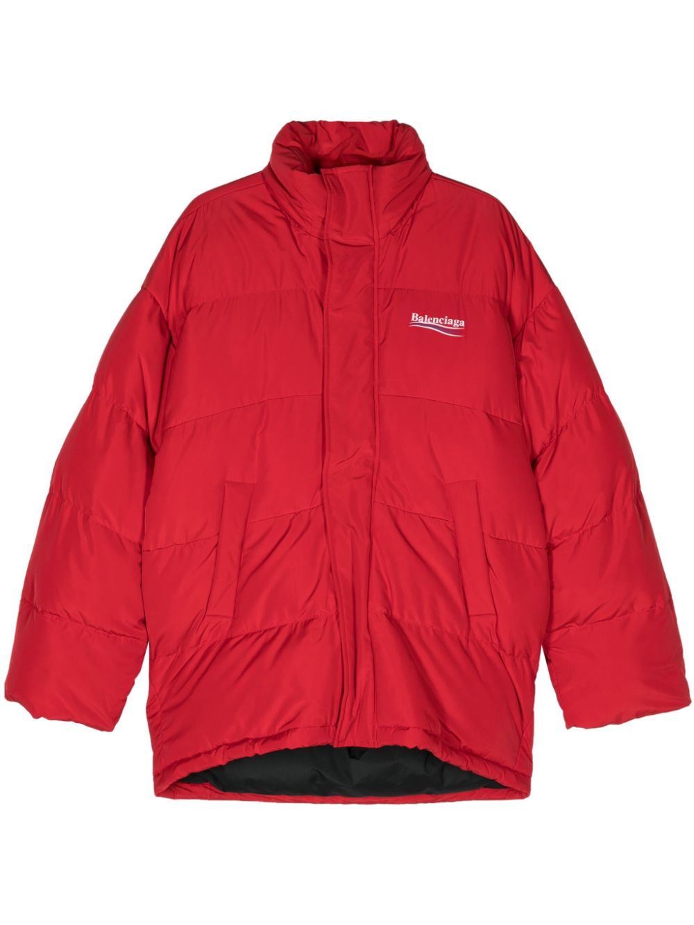 Logo-print quilted jacket - Black