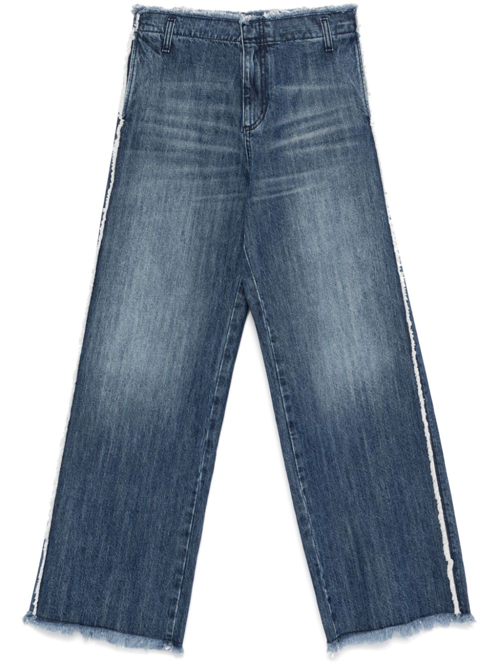 Fringe-detail wide-leg jeans - Blue