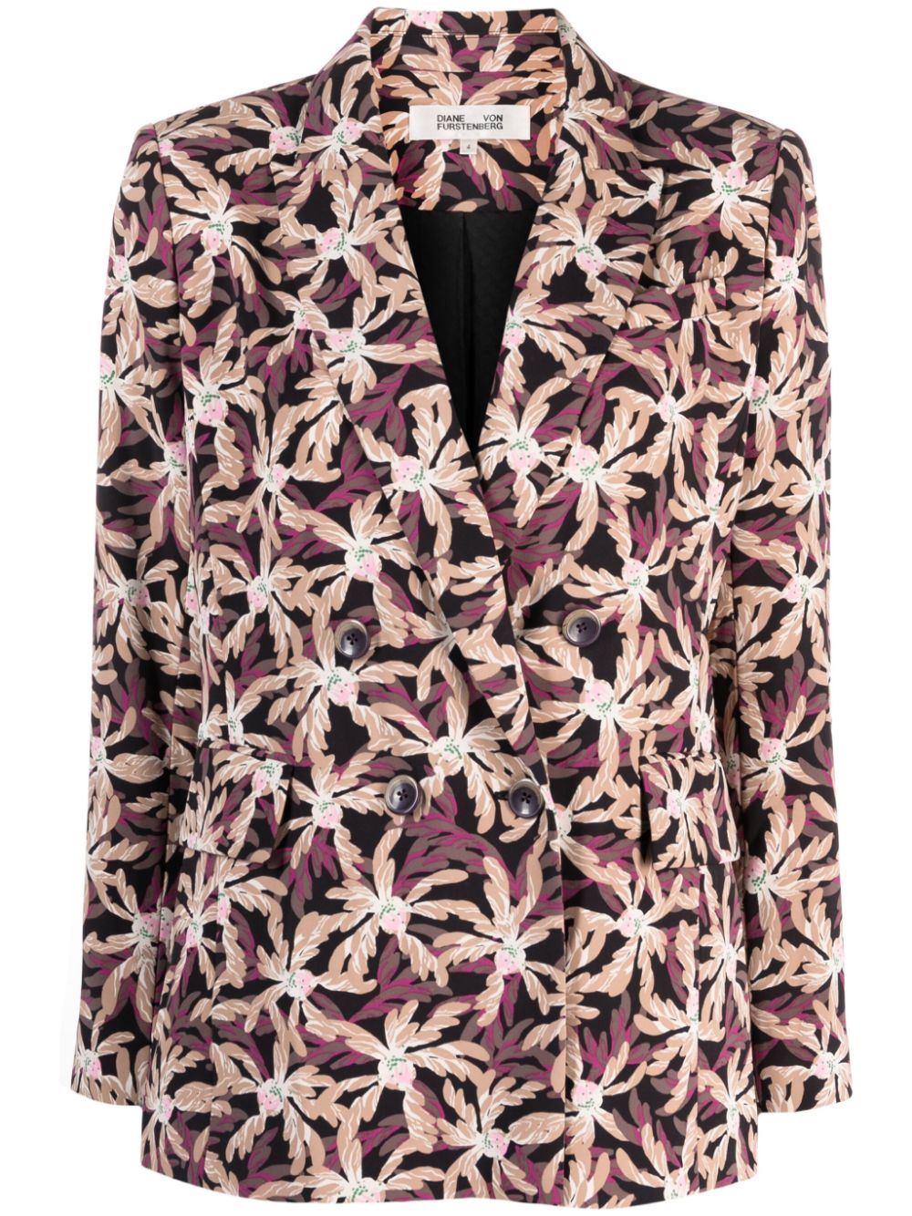Gloria floral-pattern double-breasted blazer - Neutrals