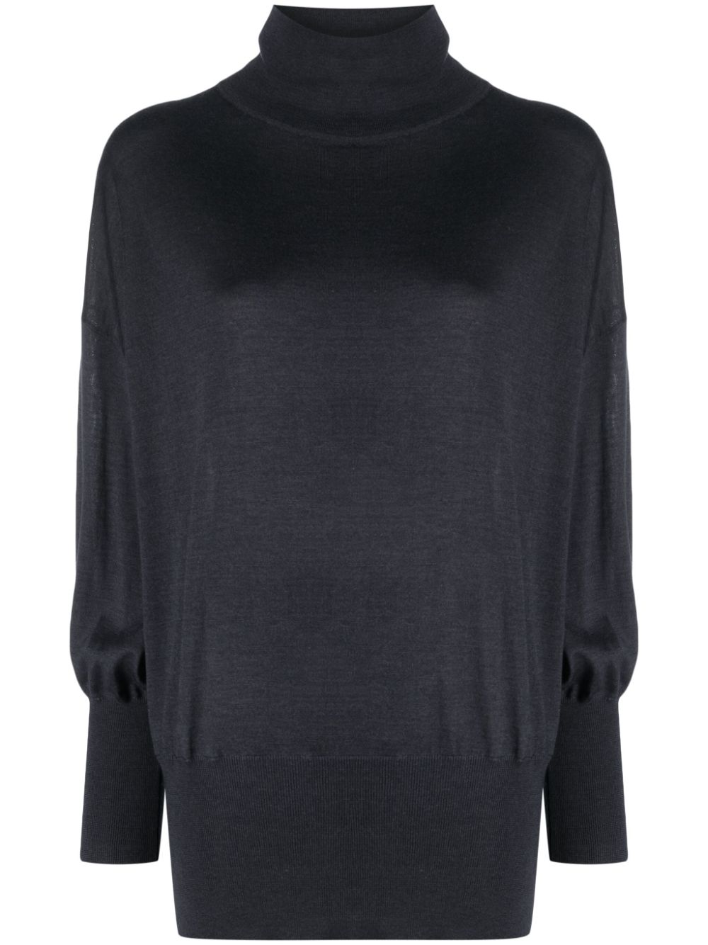 Roll-neck knitted jumper - Blue