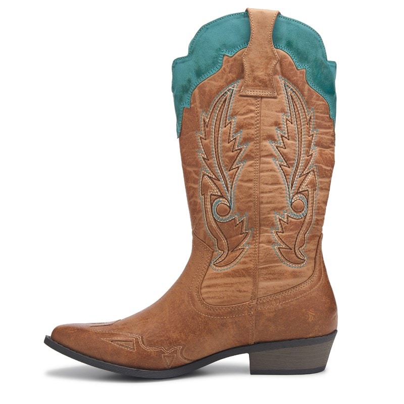 Women's Cimmaron Cowboy Boots (Tan/Turquoise)