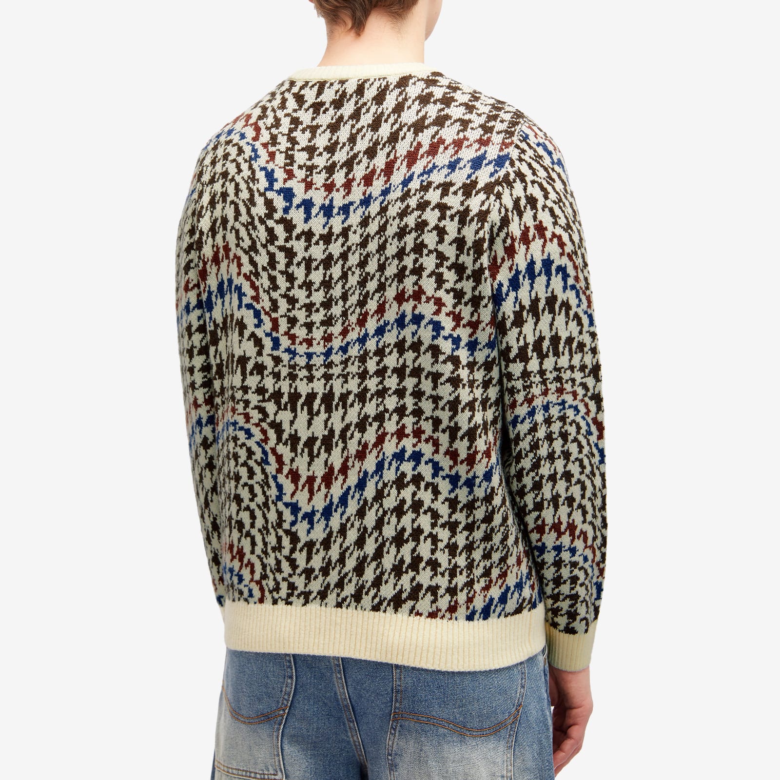 Men's Houndstooth Knit Sweater in Cream Multi