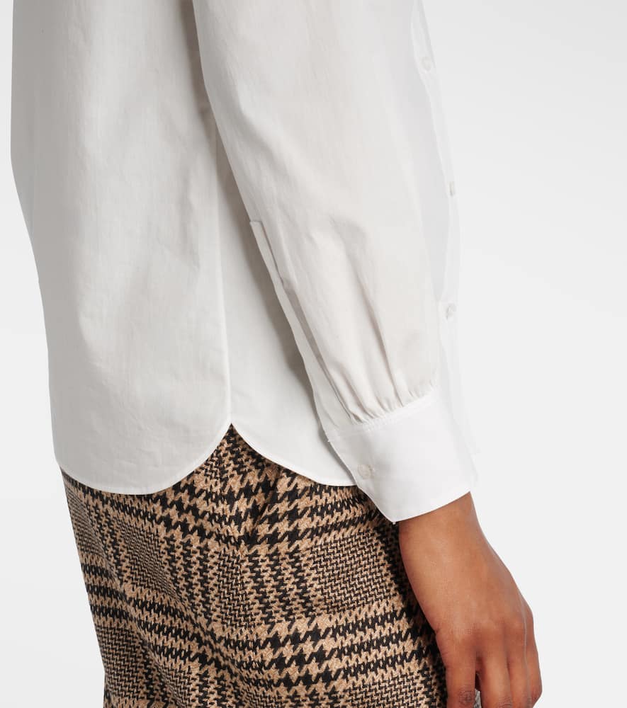 Lace-trimmed cotton poplin blouse