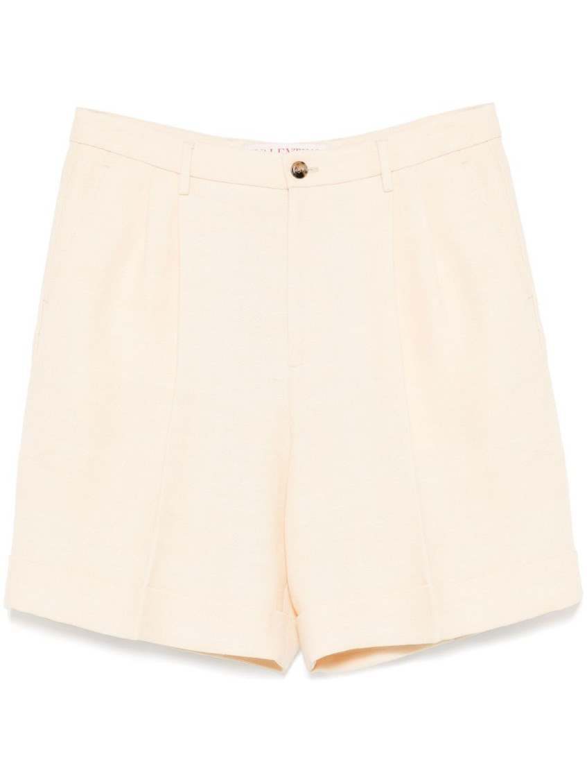 Cream Jute Bermuda Shorts